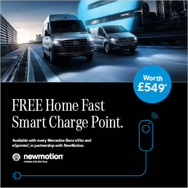 Free NewMotion Home Fast Smart charge point, worth £549*. Available with every eVito and eSprinter